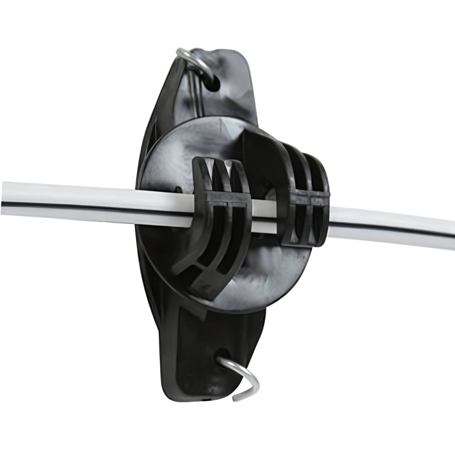 Black bike handlebar mount on a white background